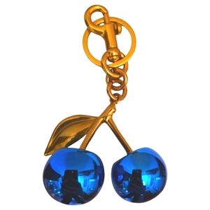 Royal Blue Chrome Metallic Cherry Charm with Matte Gold Hardware